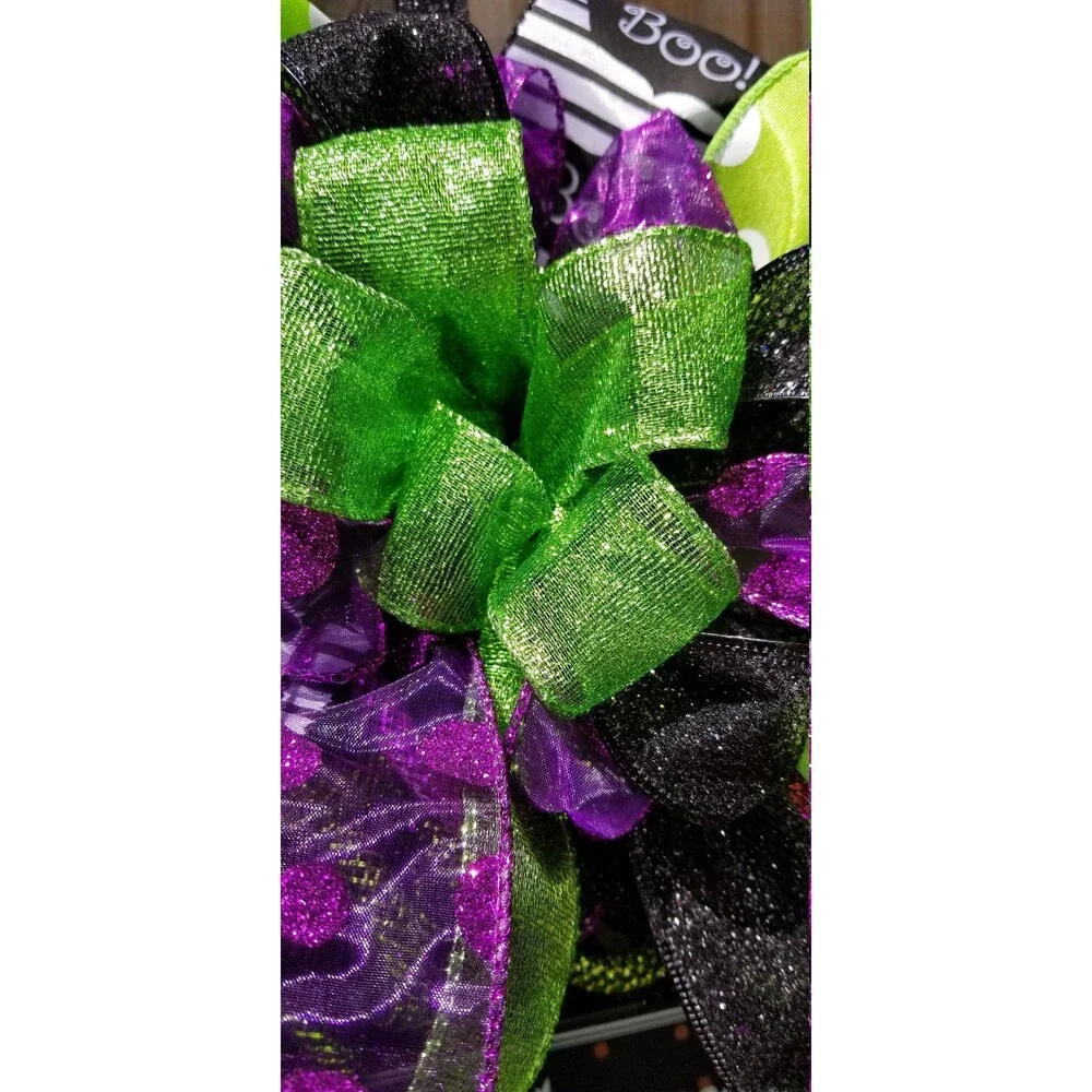 Halloween Monster Mash Bubble Tube Mesh Welcome Wreath front Door Decor